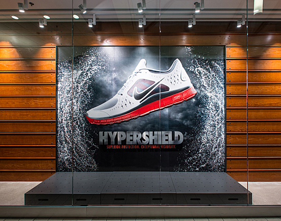Architectural photograph of Nike store window with no glare